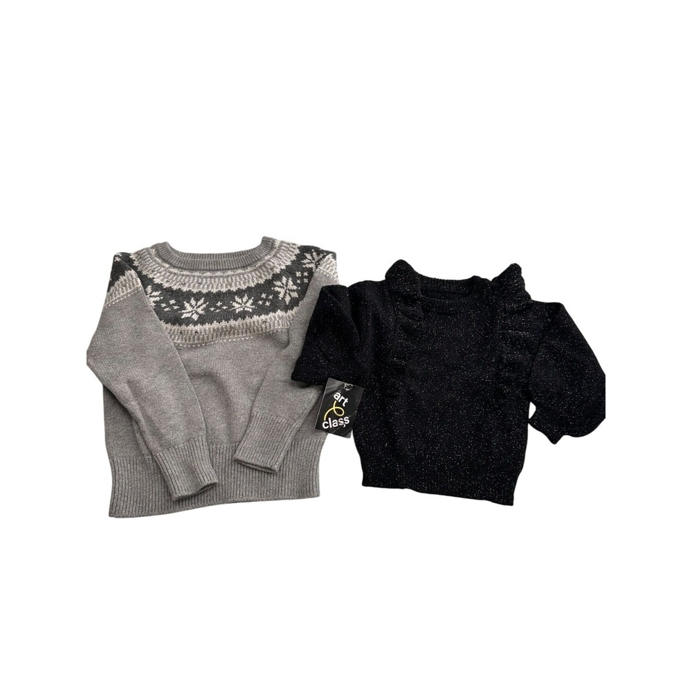 2 Toddler Sweaters Gap Kids XS 4-5 Art Class 12M‎ Gray Fair Isle Black Holiday